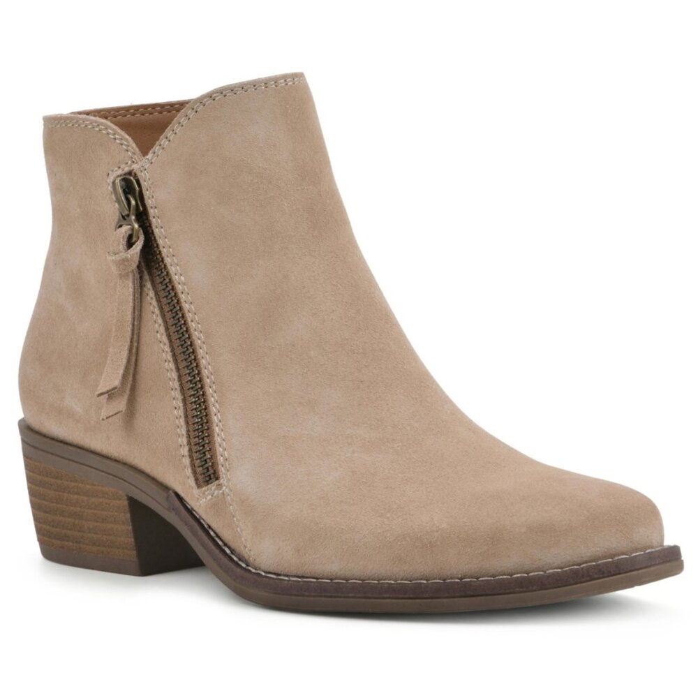 White Mountain Women's Altos Zipper Ankle Booties - Beachwood Suede